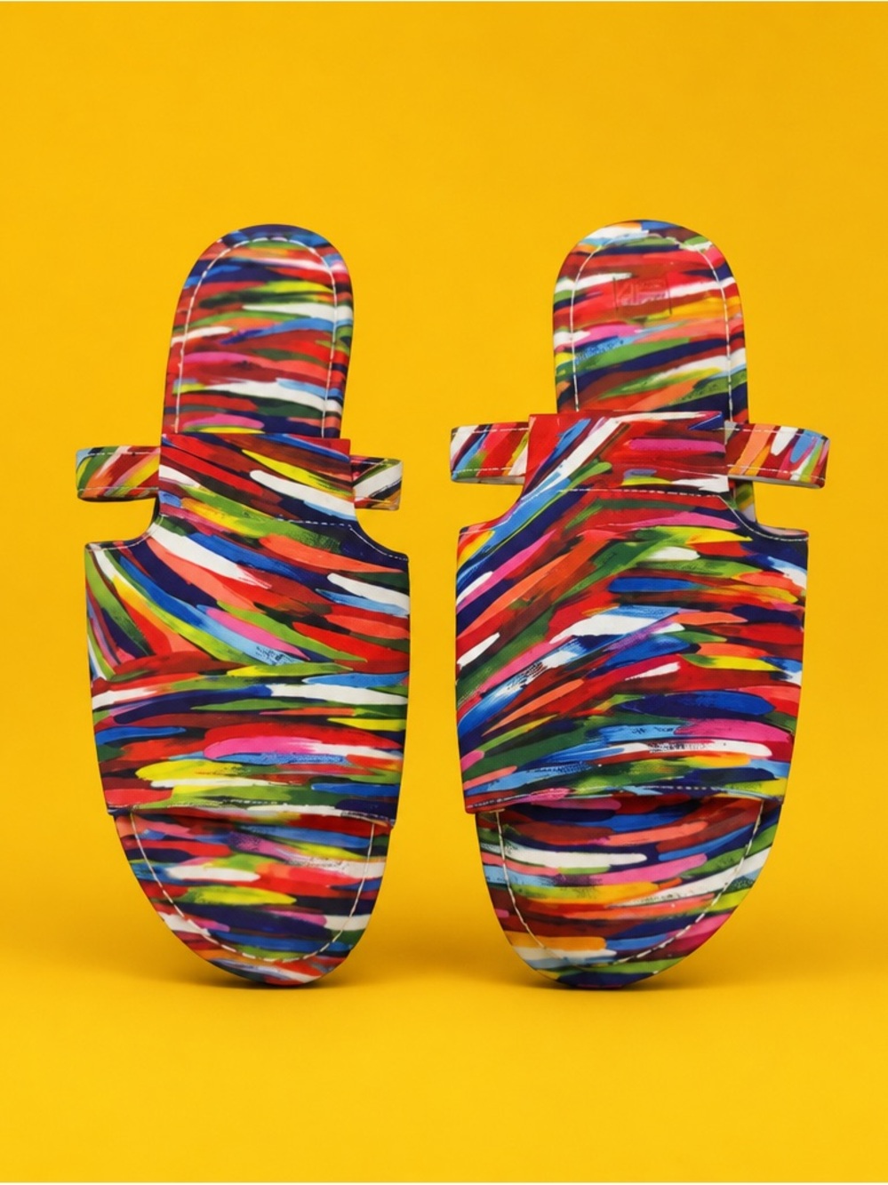 Women’s Multicolor Slide Sandals - Bold Stripe Print